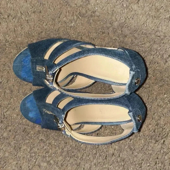 MICHAEL KORS-Berkley-Blue Denim Fabric Wedge-Espadrilles-Sz 5-Excellent - Picture 6 of 7